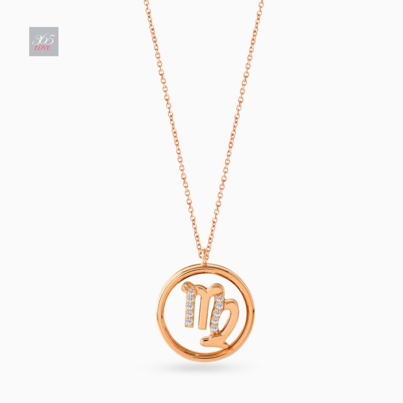 Virgo Necklace in 18K Rose Gold with Diamonds • Forever Jewels