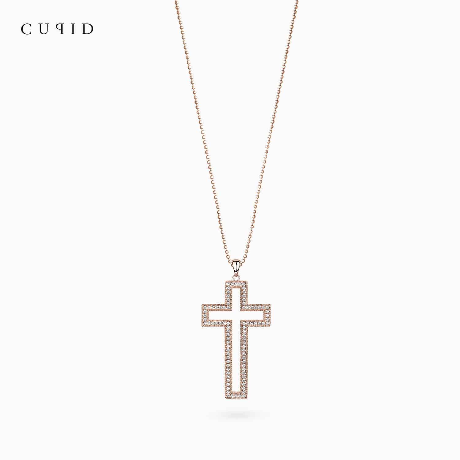 Faith Cross Necklace in 18K Gold with Diamonds • Forever Jewels