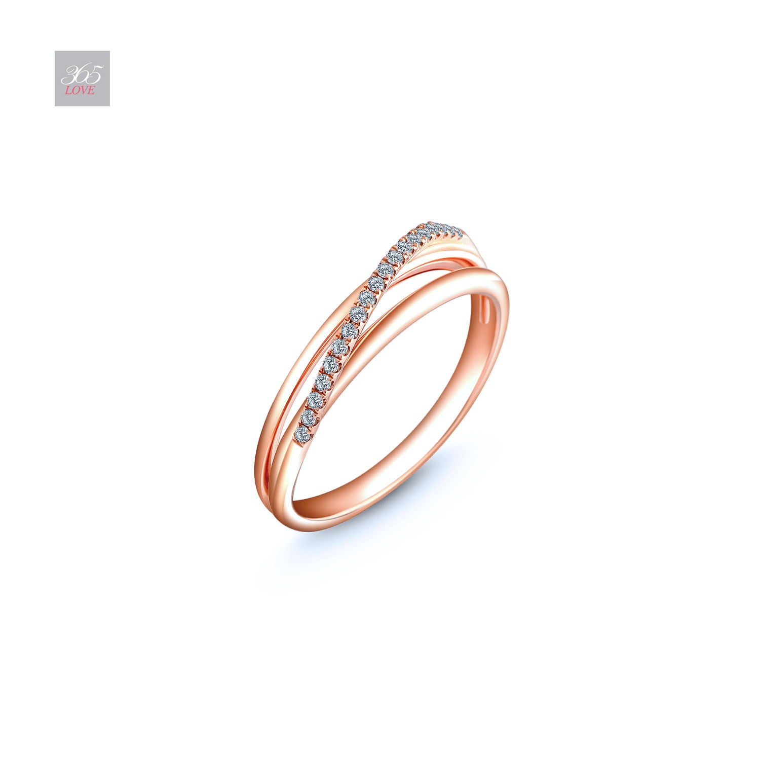 Criss Cross Ring in 18K Gold with Diamonds