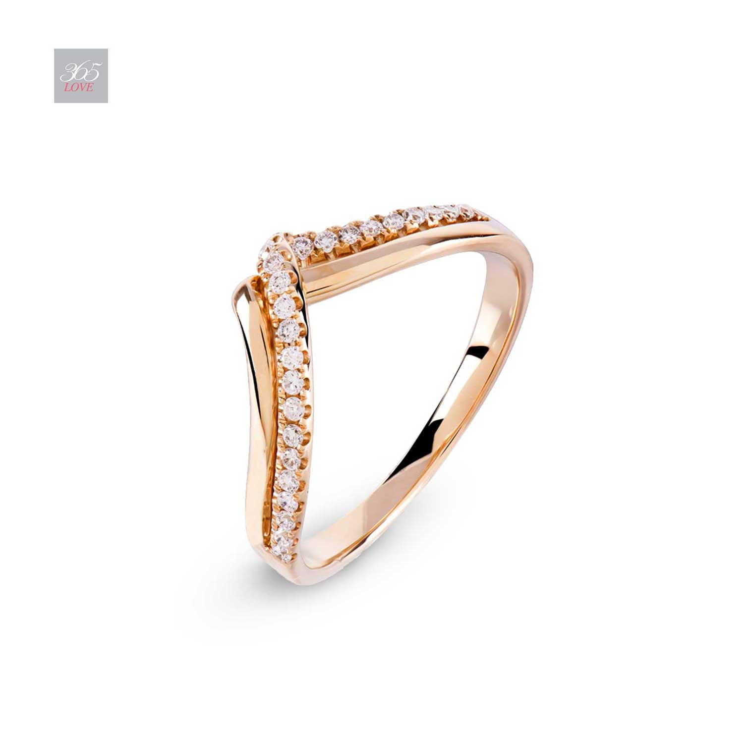 14KT Rose Gold Diamond Criss-Cross Ring - Geometric - Collections