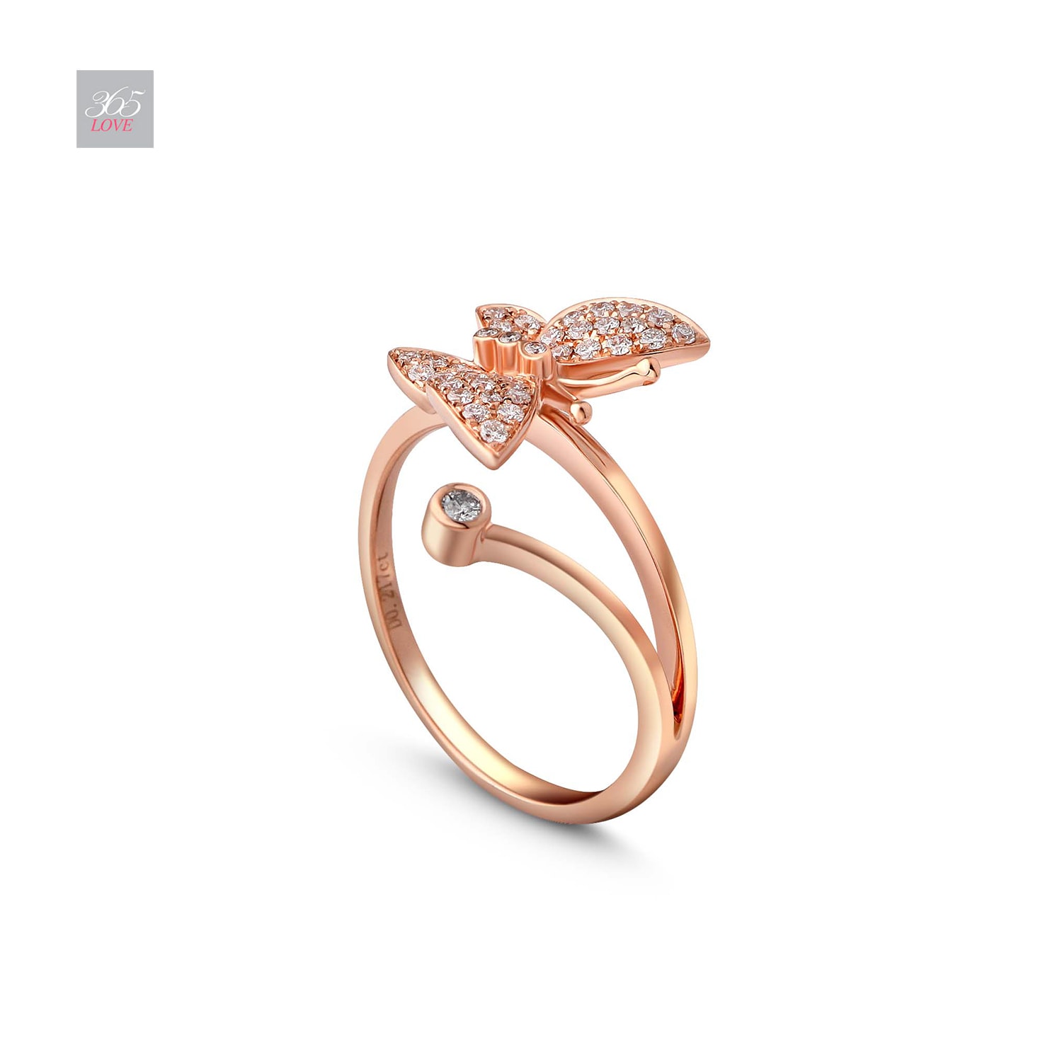 Diamond and Rose Gold Butterfly Ring | Lee Michaels Fine Jewelry