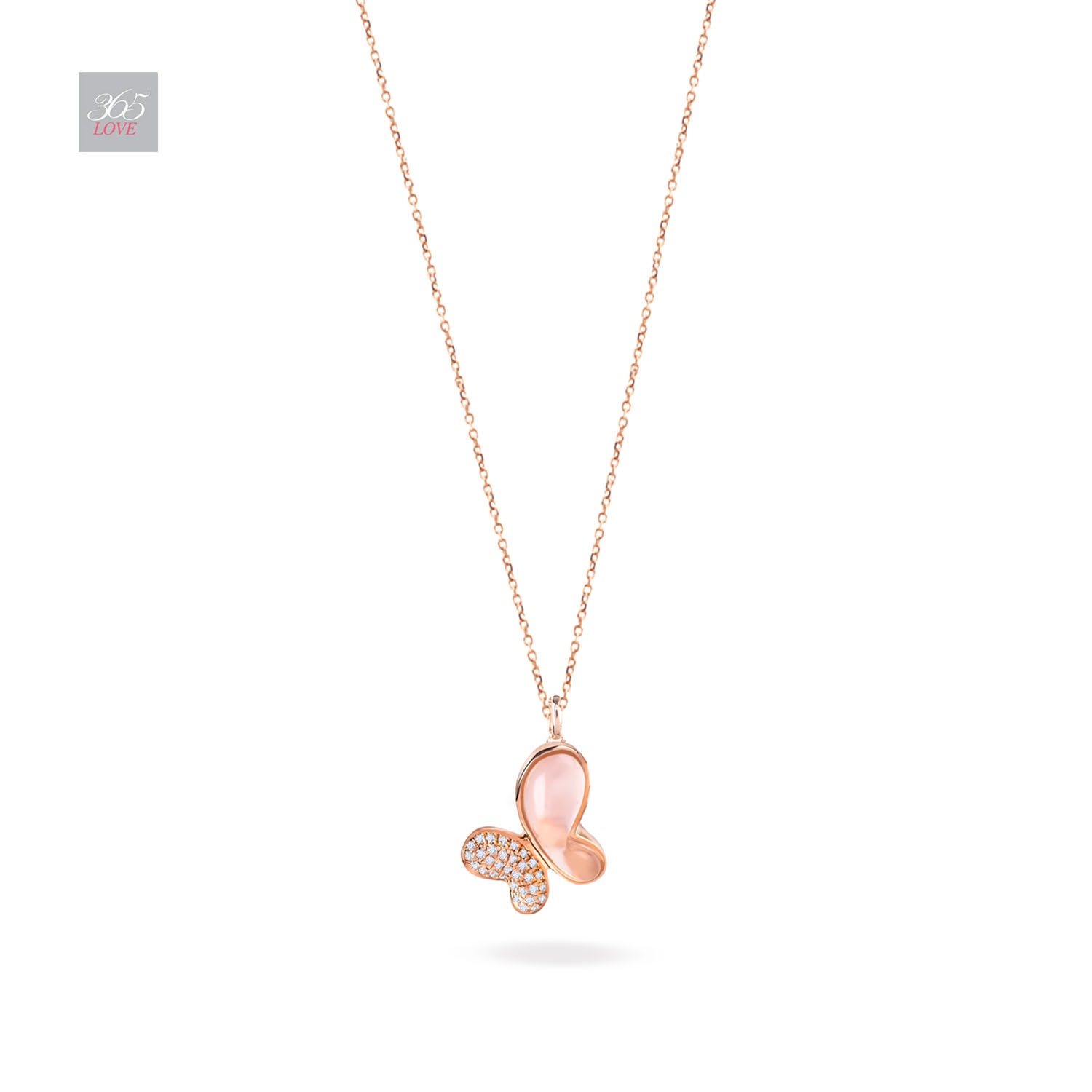Pristine Butterfly Pendant in 14K Rose Gold with Diamonds