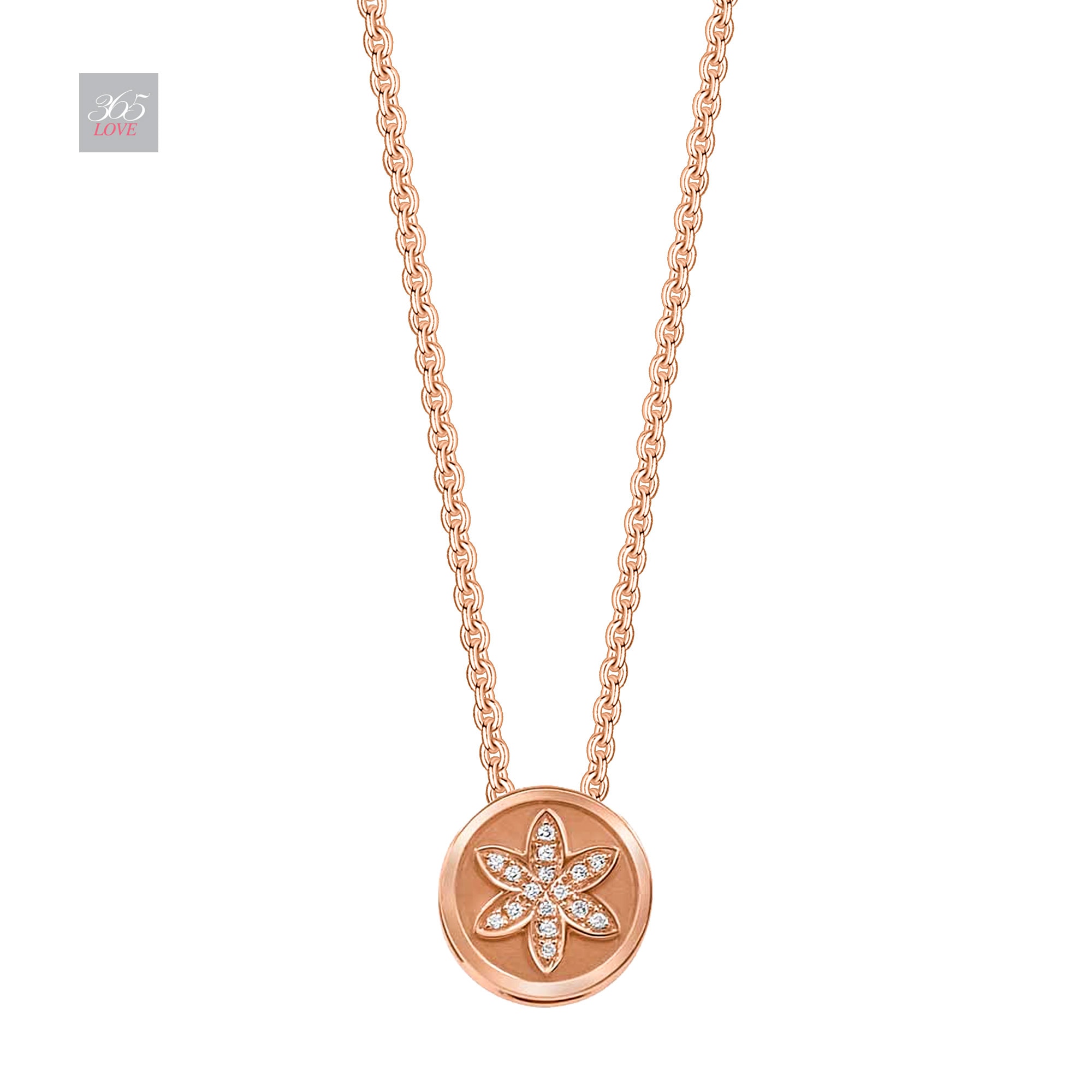 Pendant in 18k rose gold with diamonds, small.